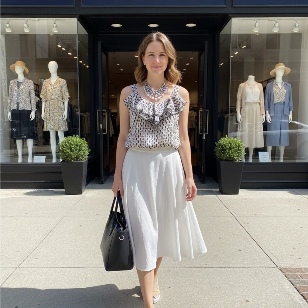 Ann Taylor Geometric Sleeveless Blouse
